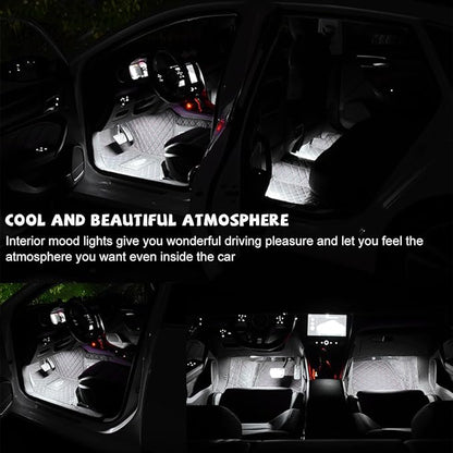 povtii Car LED Strip Light, 24 LED RGB Auto Under Dash Interior Atmosphere Lights, Cigarette Lighter Decorative Lamp Ambient Night Light, Universal Lighting Kit Car Accessories (White)