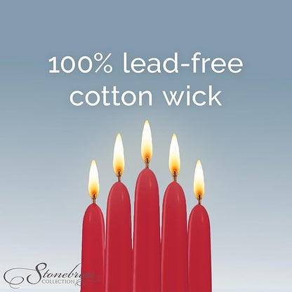Stonebriar Unscented Taper Candles – 7 Hour Burn Time, Long-Lasting Wax Candles for Weddings, Holidays, Home Décor & Special Events, Pack of 10, Red, 10"