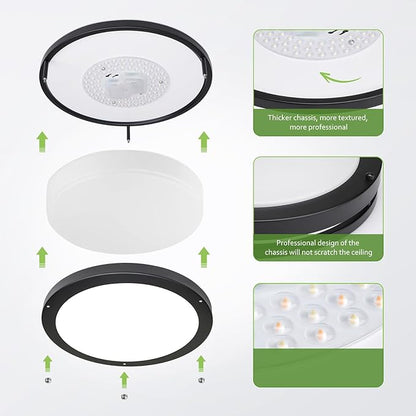 Flush Mount Ceiling Light - 4 Pack 36W 3000K/3500K/4000K/5000K/6000K Dimmable Led Ceiling Light Fixture for Kitchen Hallway Bedroom Bathroom (4, Black, 13 Inch)
