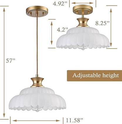 HYDELITE Vintage Frosted Glass Pendant Lights Kitchen Island Lighting Fixtures Over The Kitchen Sink Adjustable Hanging Pendant for Dining Room Kitchen Entryway