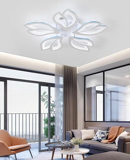Modern LED Ceiling Light 23.6in with Remote Control 5-Leaf Ceiling Lamp for Bedroom Living Room Dining Room Office Kitchen Nursery School