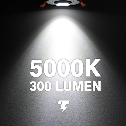 2-Inch Eyeball Gimbal LED Recessed Lighting Dimmable Downlight, 3W Equivalent (35W Halogen), Adjustable Spotlight, 5000K Daylight White, CRI80, Ceiling Light with LED Driver (1 Pack)