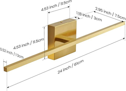 Gold Bathroom Light Fixtures Over Mirror 24 inch 18W LED Vanity Lights for Bathroom Modern Bath Sconces Wall Lighting 3500K Warm Light for Paintings