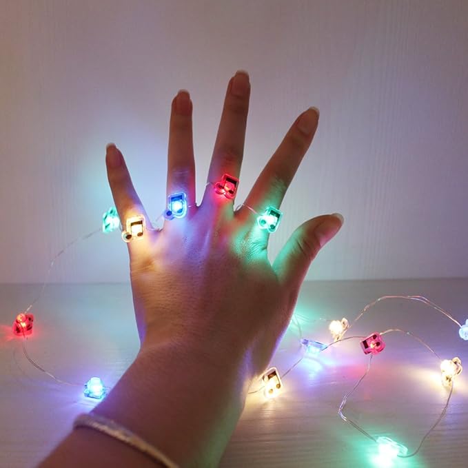 GUOCHENG 6.56ft 20 LED Music Note String Lights, Battery Operated Warm White Music Decorative Fairy Lights, Musical DIY Gift for Music Lover(4Colors)