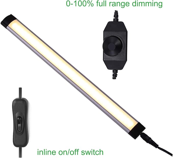 AIBOO LED Under Counter Light Rigid Bar Kit, Plug in Corded Under Cabinet Lighting with 12V LED Dimmable Switch for Counter Shelf Showcase Display Lighting (6 Panels,Warm White)