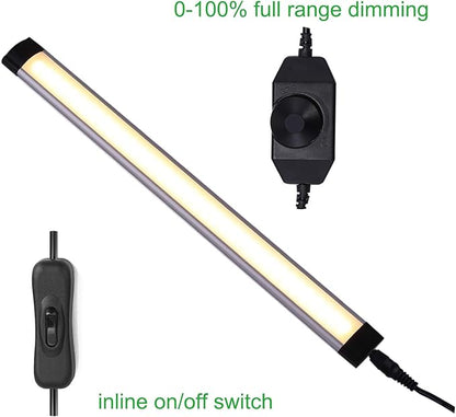 AIBOO LED Under Cabinet Lighting Kit, Plug in Strip Lights with Dimmer Switch for Kitchen Cabinet Counter, Closet, Bedroom Lighting（24w-8 Bars kit-2700K)