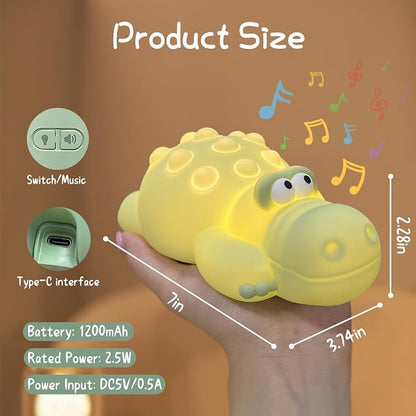 Night Light for Kids, Cute Silicone Nursery Crocodile Lamp with White Noise, NightLight for Baby and Toddler,Squishy Kawaii Bedside Lamp for Kids Room