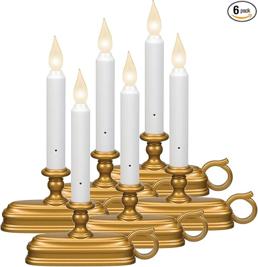 Xodus Innovations FPC1325B-6 Battery Operated LED Window Candle with New Hot Spot Technology and Dusk to Dawn Sensor and Choice of Amber or White Flame, Aged Bronze/Black Finish (Pack of 6)