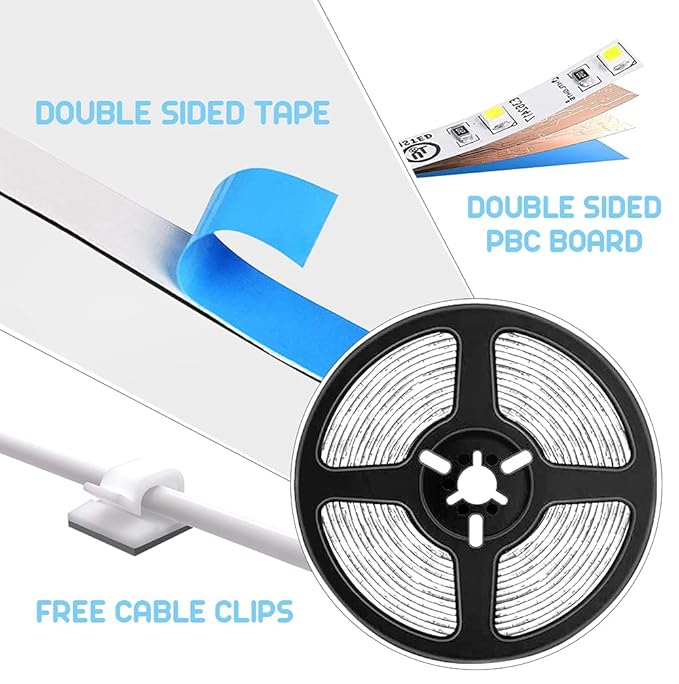 LED Light Strip Motion Sensor, USB Powered, Waterproof Rope Lights 6000K, Day and Night Modes Dimming, Indoor/Outdoor Use, Adhesive Tape 16.4ft