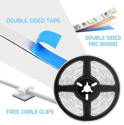 LED Light Strip Motion Sensor, USB Powered, Waterproof Rope Lights 6000K, Day and Night Modes Dimming, Indoor/Outdoor Use, Adhesive Tape 16.4ft