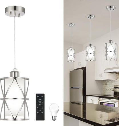 Brushed Gold Pendant Light, 7"×10" Dual-Shade Kitchen Island Lighting with Clear Glass Shade, E26 Adjustable Height 1"-61", UL Listed, for Dining Room Foyer Entryway — Bulbs Not Included