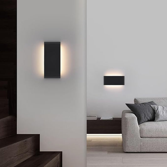 Mille Luckiole 11 Inch Hallway LED Wall Light,5-in-1 CCT 3000K/3500K4000K/5000K/6500K Selectable,Modern LED Sconce Wall for Stairwell,Bedroom,and Bathroom Vanity Mirror,15W Black 1 Pack Led Wall Lamp