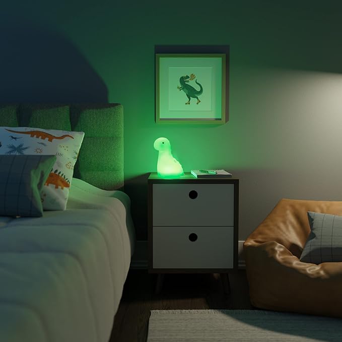 Globe Electric Multicolor LED Silicone Night Light, Brontosaurus Tap Light, Rechargeable, Color Changing, Soft BPA-Free Body, Kids Nursery Décor, 13848