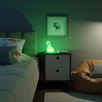 Globe Electric Multicolor LED Silicone Night Light, Brontosaurus Tap Light, Rechargeable, Color Changing, Soft BPA-Free Body, Kids Nursery Décor, 13848