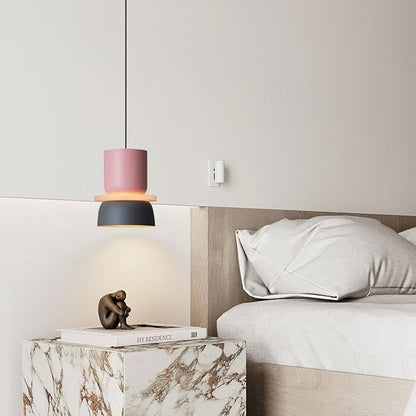 Nordic Modern Pendant Light,Colorful Pendant Light Fixture,Pink Hanging Light Fixture for Bedroom, Macaron Aluminum Finish, Mid Century Hanging Light for Kitchen Island, Dining Room