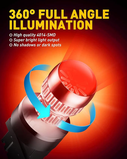 AUXITO T25 3156 3157 LED Strobe Brake Lights Bulbs, Red Flashing Stop Light, Super Bright 3056 3057 3047 3155 3457 4057 4117 4157 Flashing Strobe Blinking LED Tail Light Bulbs, Pack of 2