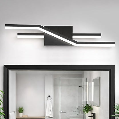SOLFART Bathroom Light Fixtures Matte Black Dimmable LED Bathroom Vanity Lights Over Mirror 24 Inch Modern Wall Lights