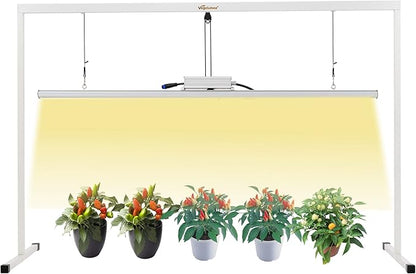 LED Grow Light Lamp Stand for Plant Vege Flower Herb Growth,Full Spectrum CRI 90+ White Light CCT 3200K,Isolated Dimming Power with On/Off Switch,Height Adjustable,100W,4FT