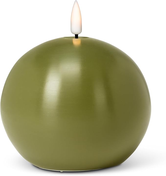 Abbott Collection Wax LED Flameless Ball Candle - Green (4" D)