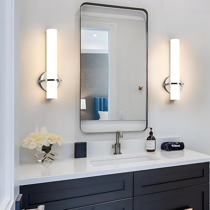 AIJIASI Brushed Nickel Wall Sconces Set of Two - 15 inch Modern Bathroom Sconce 15W 3000K Dimmable LED Sconces Wall Lighting, Indoor Wall Sconce Light for Living Room Corridor Mirror Bedroom Stairs