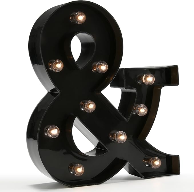 OYCBUZO Light Up Black Alphabet Marquee Letters Sign LED Marquee Number Lights Sign for Night Light Home Bar Christmas Lamp Birthday Party Wedding Decoration &