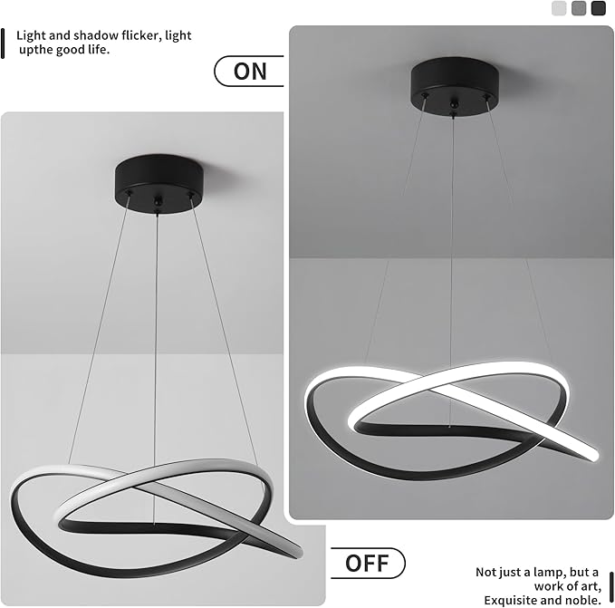 Modern Chandelier Dimmable Pendant Light Fixture,5CCT/2700K/3000K/3500K/4000K/5000K ,Adjustable Modern LED Chandeliers for Dining Room Kitchen Entryway Living Room Bedroom (Black-5CCT, 20 Inches)