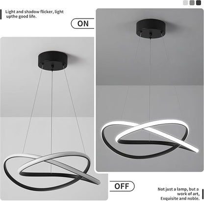 Modern Chandelier Dimmable Pendant Light Fixture,5CCT/2700K/3000K/3500K/4000K/5000K ,Adjustable Modern LED Chandeliers for Dining Room Kitchen Entryway Living Room Bedroom (Black-5CCT, 20 Inches)