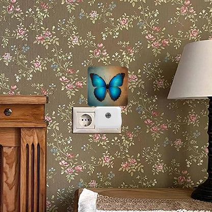 Butterfly Night Light Blue Butterfly 0.5W Night Lights Auto LED Lamp Energy Saving Square Lights for Room Bedroom Bathroom