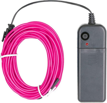 Searik LED Neon Light 16.4ft/5m, Portable Hot Pink EL Wire Glowing Rope Lights LED Strips String Light with Battery Controller for Halloween Decorations Party Favor Festival Car DIY Clothes Decor