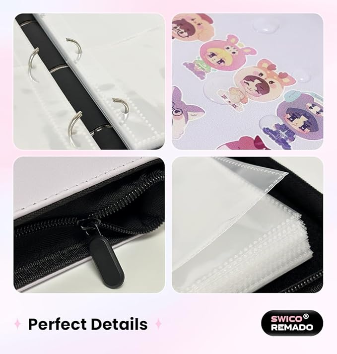 Cute Photocard Binder 400 Pockets Photocard Holder Book with Sleeves Photo Album for Lomo Cards (Light Purple-Carat)