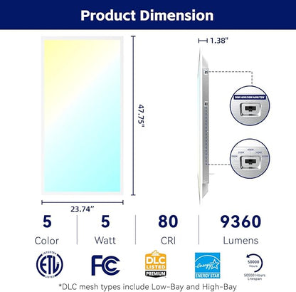 36Pack 2x4 LED Flat Panel Light LED Drop Ceiling Light Fixture, 5 CCT 3000K-6500K Adjustable & 5 Wattage Selectable Recessed Back-Lit Fixture for Office, ETL Listed