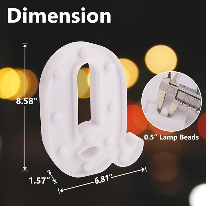 LED Marquee Sign Light Up Letters, Alphabet Light Up Sign, Battery Powered LED Letter Lights for Night Light, Wedding, Birthday, Party, Christmas or Home Decor (Q)