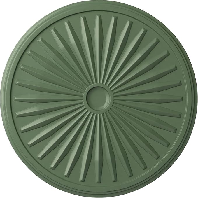 Ekena Millwork CM33LEAGF 33-1/8" x 3-1/2" x 1-3/8" Leandros Ceiling Medallion, Athenian Green