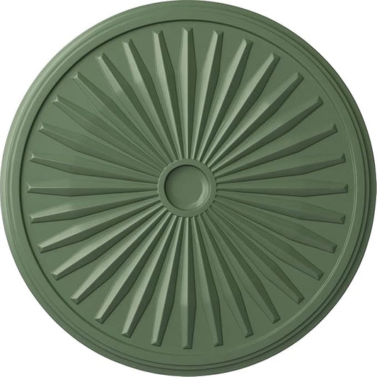 Ekena Millwork CM33LEAGF 33-1/8" x 3-1/2" x 1-3/8" Leandros Ceiling Medallion, Athenian Green