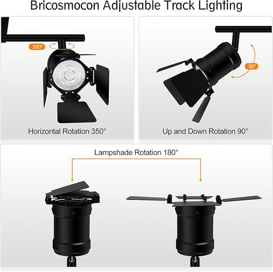3 Light Track Lighting Fixtures Ceiling, Black Track Lighting with Upgrade Lamp Heads, 3 Way Track Lights Ceiling, Vintage Industrial Track Light for Kitchen/Bar/Boy's Room,GU10 Bulb Not Included