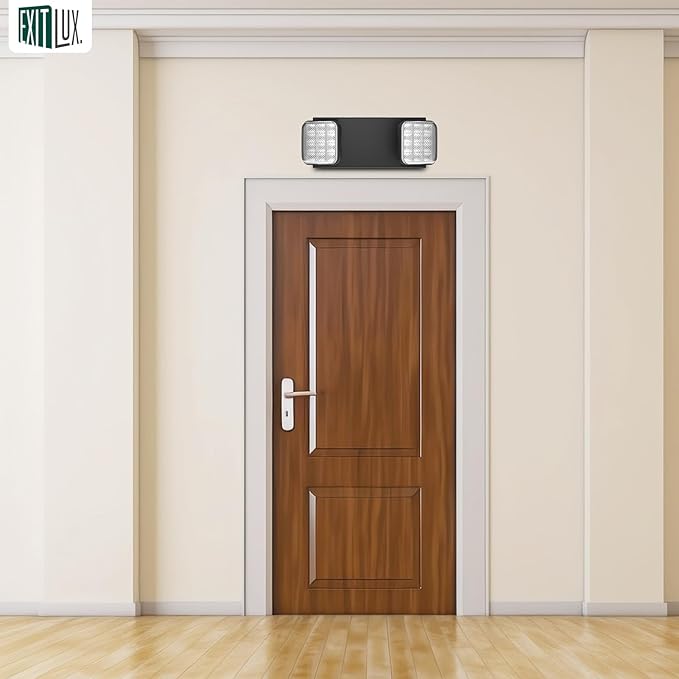 4 Packs Blacks Emergency Lights with Backup Battery,Two Head Adjustable Fire Commercial Emergency Light Fixture-UL Listed-120/277VAC-Led Emergency Exit Lights Fixtures for Business.
