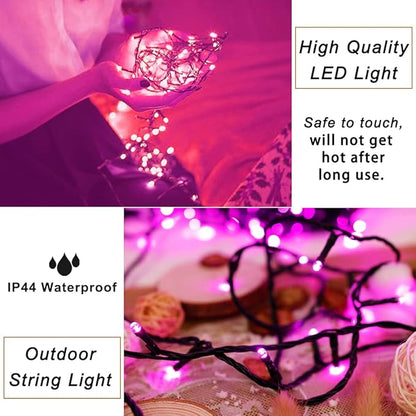 Pooqla Pink String Lights, 200 LED 66 ft Pink Lights Valentines Day Decorations, 8 Modes Pink Fairy Light Plug in for Home Yard Patio Wedding Party Christmas Mother's Day Decoration