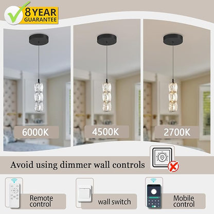 ykolupty Modern Pendant Lighting 1-Light Chandelier Black Pendant Light Indoor Hanging Light Fixture for Kithchen Island Dinning Room Bedroom