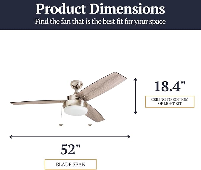 Prominence Home Statham, 52 Inch Contemporary Indoor LED Ceiling Fan with Light, Pull Chain, Dual Mounting Options, Modern Dual Finish Blades, Reversible Motor - 51018-01 (Espresso)