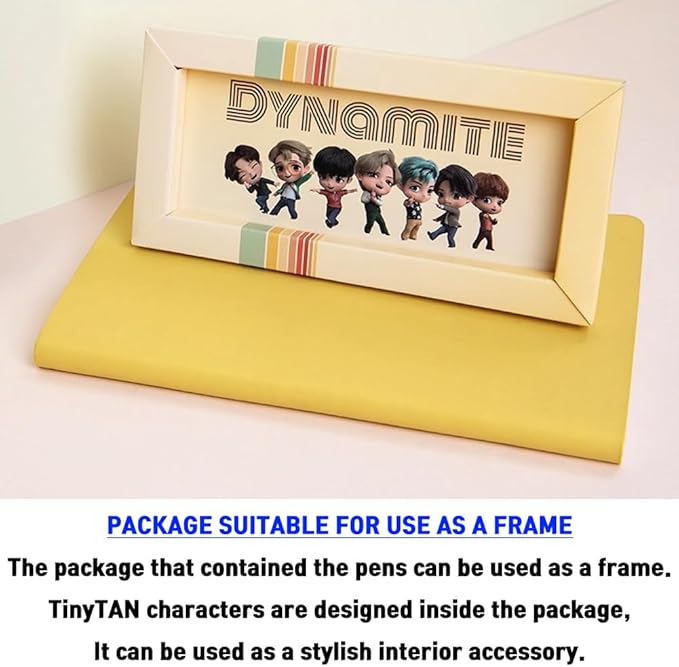 TinyTAN BTS Merchandise Official Licensed Kpop Merch Character Ballpoint Pen, 0.5mm, (1 Pack of 7 Pens) (Dynamite Ver.)
