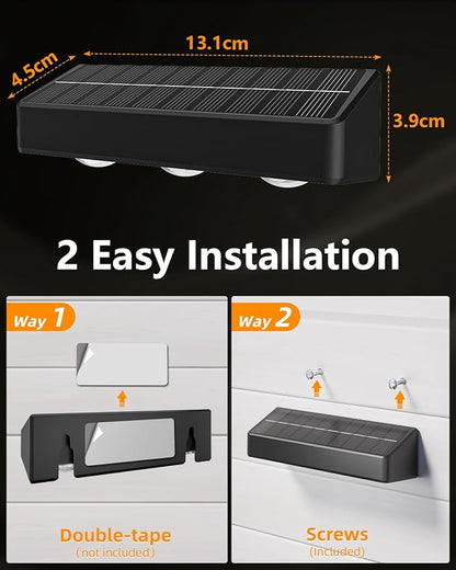 JOFIOS Solar Fence Lights Outdoor, 4 Pack, 9 Fixed Colors ＆ Color Changing Fence Lights Solar Powered Waterproof IP65 Dusk-to-Dawn LED Deck Lighting for Patio, Railing, Pool, Porch, Backyard, Wall