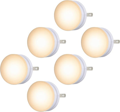 Lights by Night Plug In Night Light Bedroom Decor Apartment Essentials LED Lights Ambient Lighting Dusk to Dawn Sensor Nightlight Bathroom, 6 pack