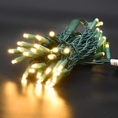UL Listed 50 Count 5MM Wide Angle Led Christmas Lights Set,Outdoor Mini Led String Lights for Garden Patio Trees Lighting Decorations,17 Feet Green Wire (Warm White)
