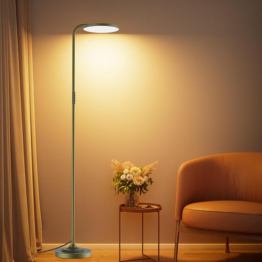 SIBRILLE 36W LED Floor Lamp, Super Bright Standing Lamp, Modern Stepless Dimmable Torchiere Tall Lamp with Remote Control, 350°Rotating Head Reading Floor Lamp for Living Room, Bedroom, Office