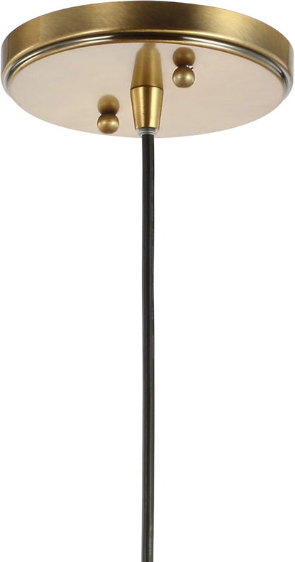 JONATHAN Y 7.5" Brass Gold/Black Mid-Century Modern Globe Pendant Light, Adjustable LED Hanging Ceiling Fixture, Champagne Smoked Glass Shade for Kitchen Island JYL3513A