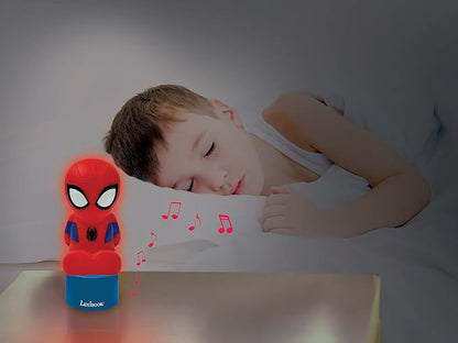 LEXiBOOK Spiderman, Nightlight and Speaker for Children's Room, Color Change, Soft Light, Battery Operated, Blue/Red, NS01SP