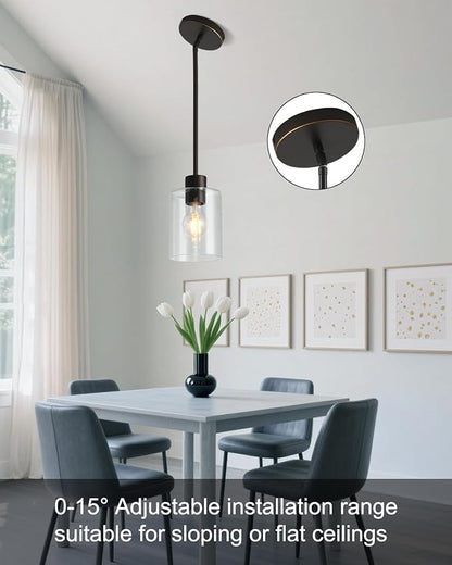 Brown and Gold Pendant Lights Kitchen Island - Clear Glass Pendant Light Fixture Multiple Stems Rods 3 Units 12 Inch 3 Units 4 Inch (1 Pack Brown and Gold Downrod)