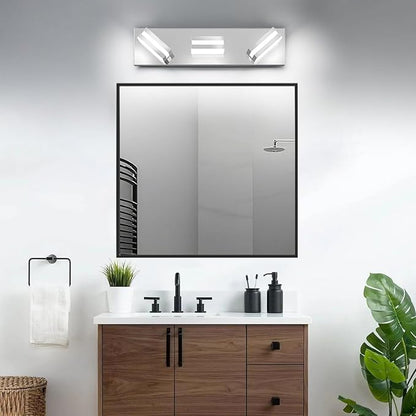IZORRO LED Modern Bathroom Lights Fixtures(3-Light,Dimmable,360°Rotate),Chrome Acrylic Wall Lighting,Vanity Lights for Bathroom Over Mirror - 6000k 16In （No Assembly Required）