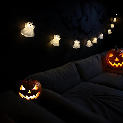 8.5FT Halloween Ghost String Lights Outdoor, Fairy Decorations Lights with 12 LED Bulbs, Waterproof Halloween Decor Hanging String Lights for Bedroom Yard Party Garden Window, Ghost