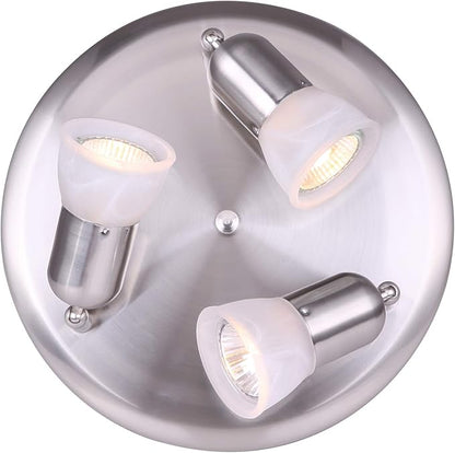 Canarm James 3-Light Ceiling or Wall Fixture, Silver Finish with Alabaster Glass, Modern Rustic Flush Mount Lighting for Bedroom, Hallway or Entryway